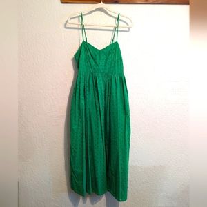 Green eyelet midi dress, medium